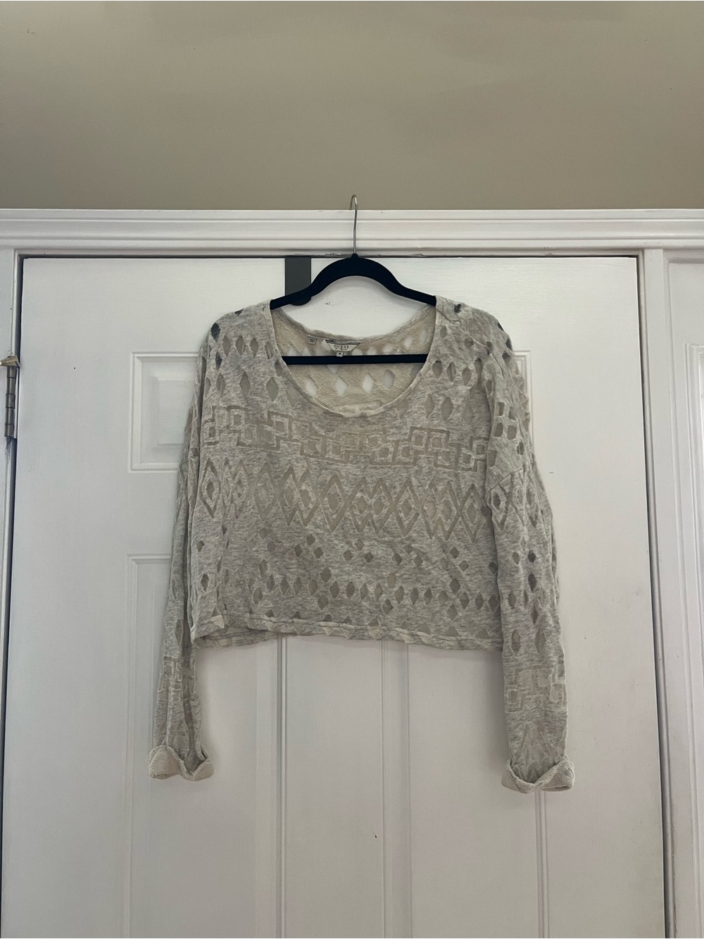 Light Gray Open-Knit Sweater Top - Women